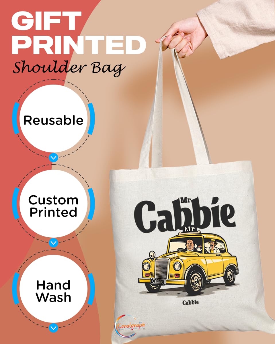 TB1717 Mr Cab Driver Tote Bag - Great for Taxi Drivers, Chauffeurs, Transportation Workers - Sustainable, Stylish, Long Handled, Durable and Reusable