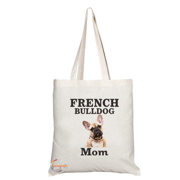 TB578 FRENCH BULLDOG Mom Novelty Present Gift Printed Eco-Friendly Stylish Long Handled Tote Shoulder Bag