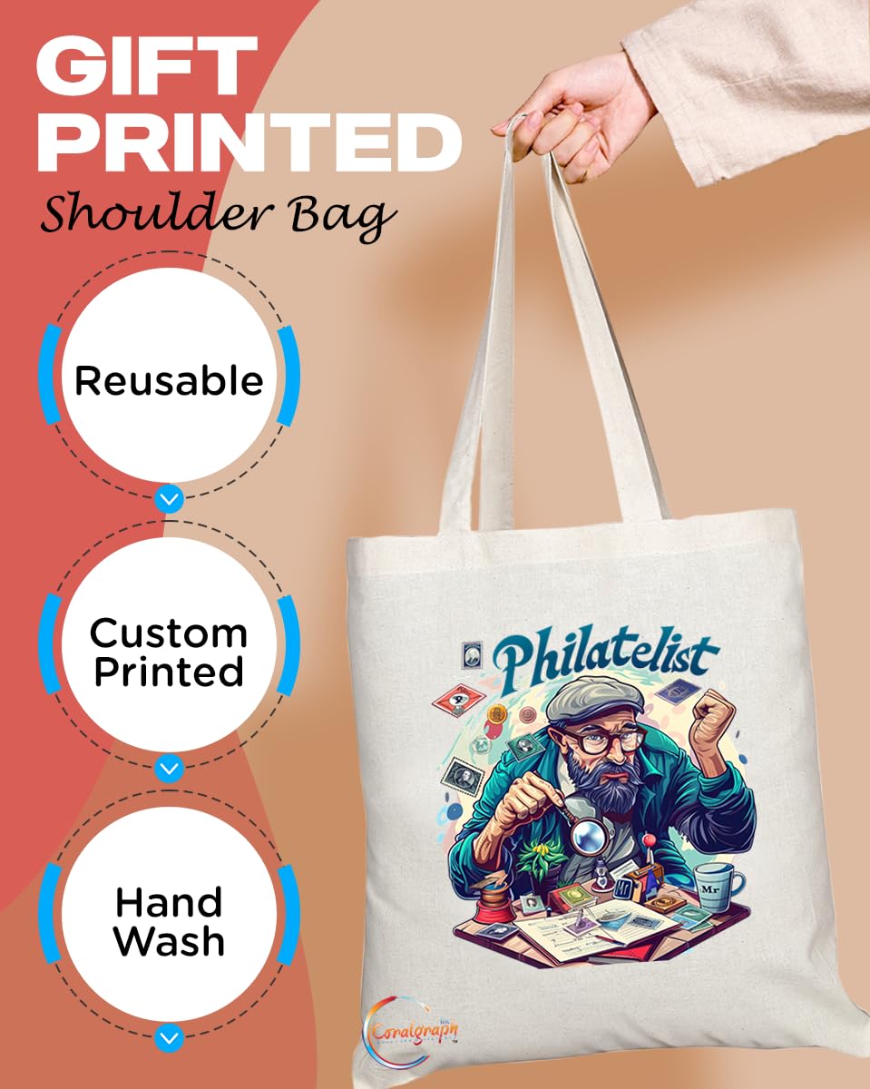 TB1734 Mr Philatelist Tote Bag - Great for Stamp Collectors, Hobbyists, Enthusiasts - Sustainable, Stylish, Long Handled, Durable and Reusable