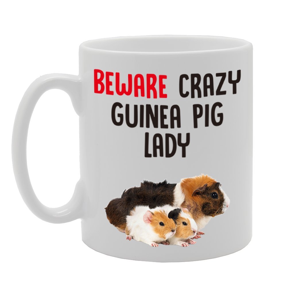 Beware Crazy Guinea Pig Lady   Printed Tea Coffee Cermic  Mg4263 - Funny Printed Coffee Mug - Great Gift Idea