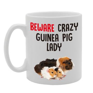 Beware Crazy Guinea Pig Lady   Printed Tea Coffee Cermic  Mg4263 - Funny Printed Coffee Mug - Great Gift Idea