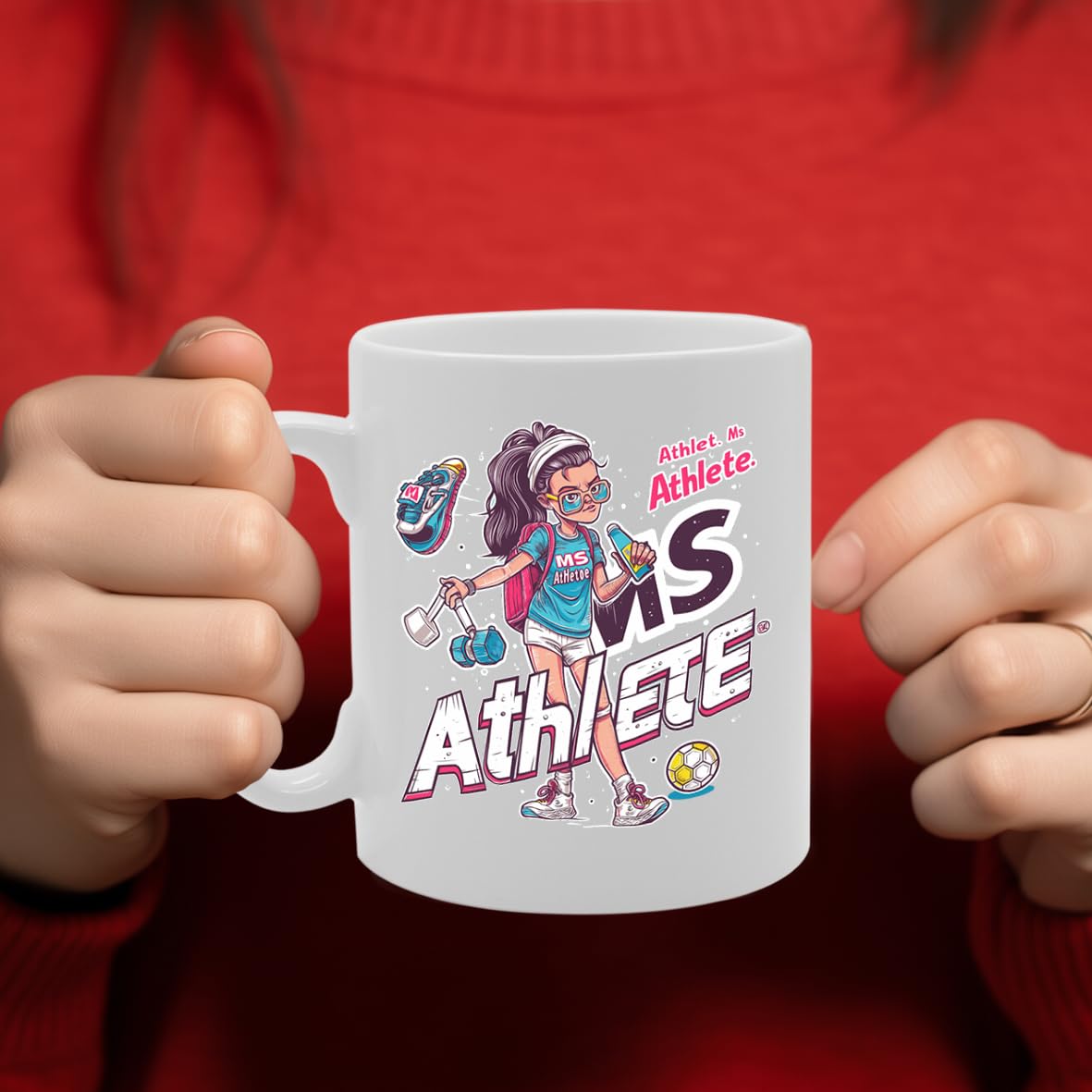 Ms Athlete Ceramic  - Ideal For Female Athletes, Sports Enthusiasts, And Fitness Lovers - 11Oz Coffee  With Motivational Design Mg6269 - Funny Printed Coffee Mug - Great Gift Idea