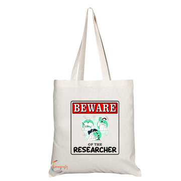 TB965 Beware of the Researcher Novelty Present Gift Printed Eco-Friendly Stylish Long Handled Tote Shoulder Bag