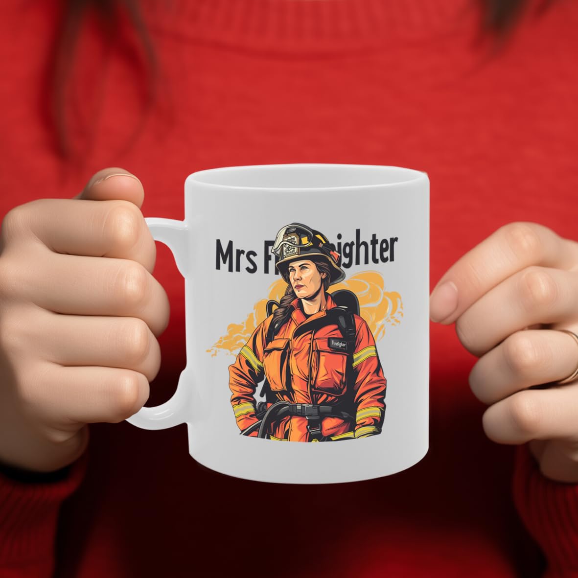 Mrs Firefighter  - Ideal For Female Firefighters And Rescue Professionals, 11Oz Ceramic Coffee  For Fire Service Enthusiasts Mg5981 - Funny Printed Coffee Mug - Great Gift Idea