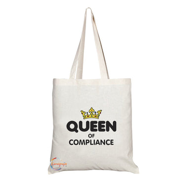 TB090 Queen of Compliance Novelty Present Gift Printed Eco-Friendly Stylish Long Handled Tote Shoulder Bag