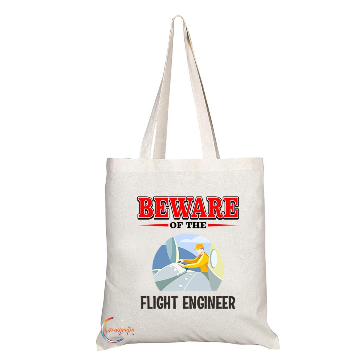 TB822 Beware of the Flight Engineer Novelty Present Gift Printed Eco-Friendly Stylish Long Handled Tote Shoulder Bag