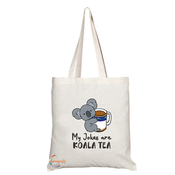 TB770 My Jokes Are Koala Tea Cute Novelty Present Gift Printed Eco-Friendly Stylish Long Handled Tote Shoulder Bag