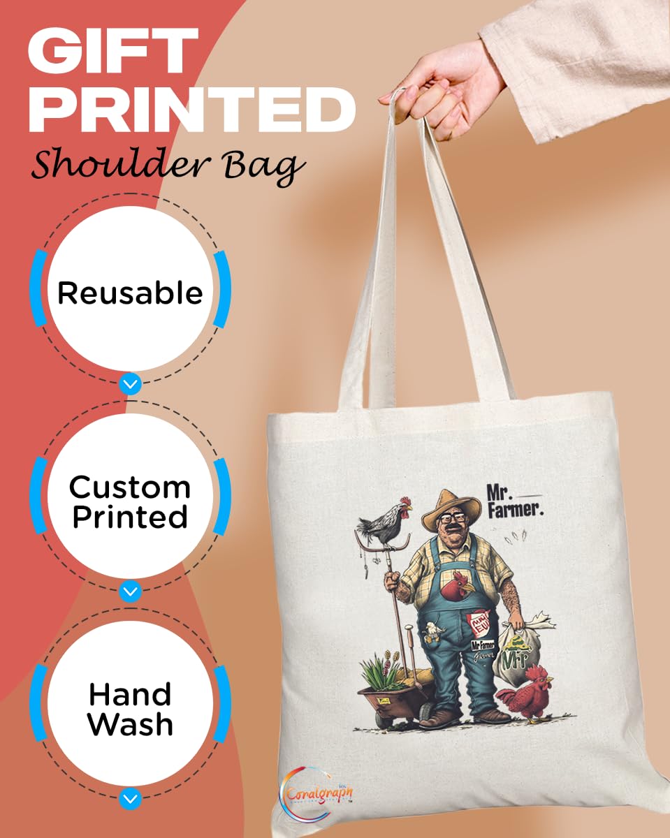 TB1861 Mr Farmer Tote Bag - Gift for Farmers, Agricultural Workers, Farming Enthusiasts - Durable, Stylish, Eco-Friendly, Reusable, Spacious, and Lightweight