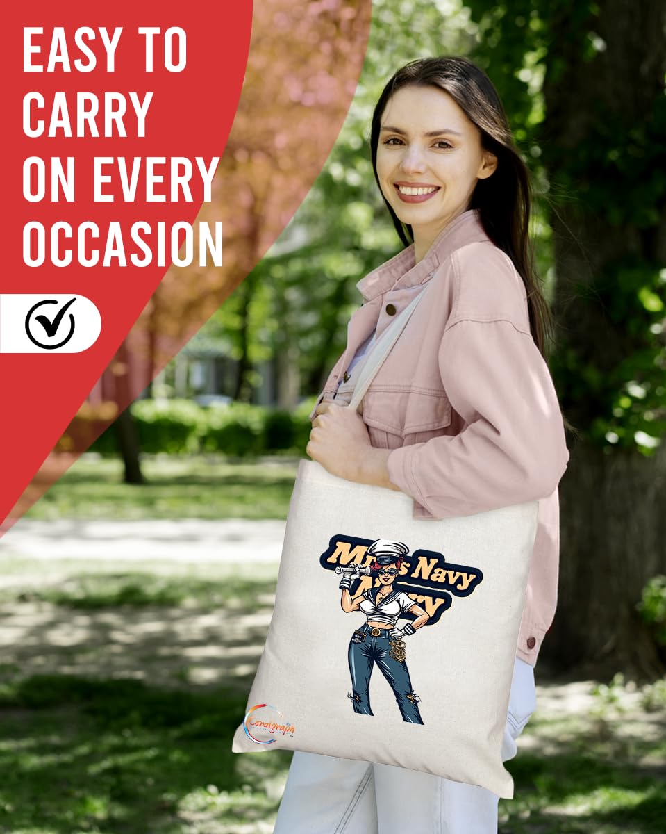 TB1803 Mrs Navy Tote Bag - Gift for Navy Personnel, Military Enthusiasts, Veterans - Durable, Stylish, Eco-Friendly, Reusable, Spacious, and Lightweight