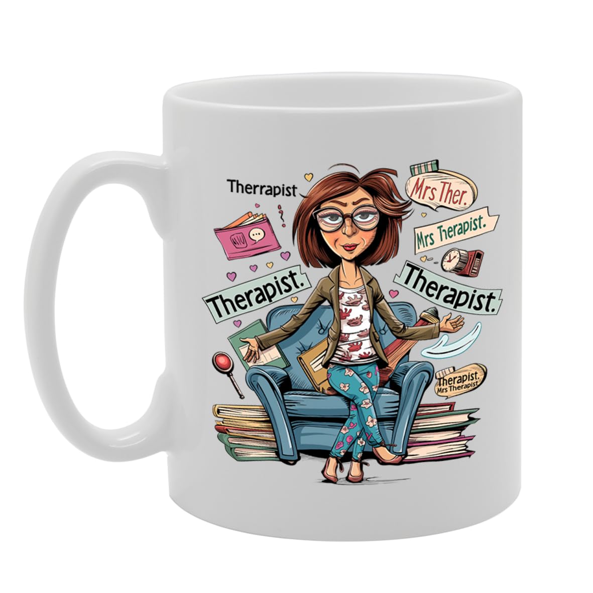 Mrs Therapist  - For Female Therapists, Counselors, Mental Health Professionals, Durable Ceramic, Dishwasher Safe, Premium Print Mg6089 - Funny Printed Coffee Mug - Great Gift Idea