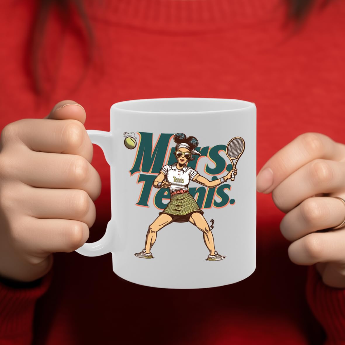 Mrs Tennis  - For Female Tennis Players, Sports Enthusiasts, Tennis Fans, Durable Ceramic, Dishwasher Safe, Premium Print Mg6097 - Funny Printed Coffee Mug - Great Gift Idea