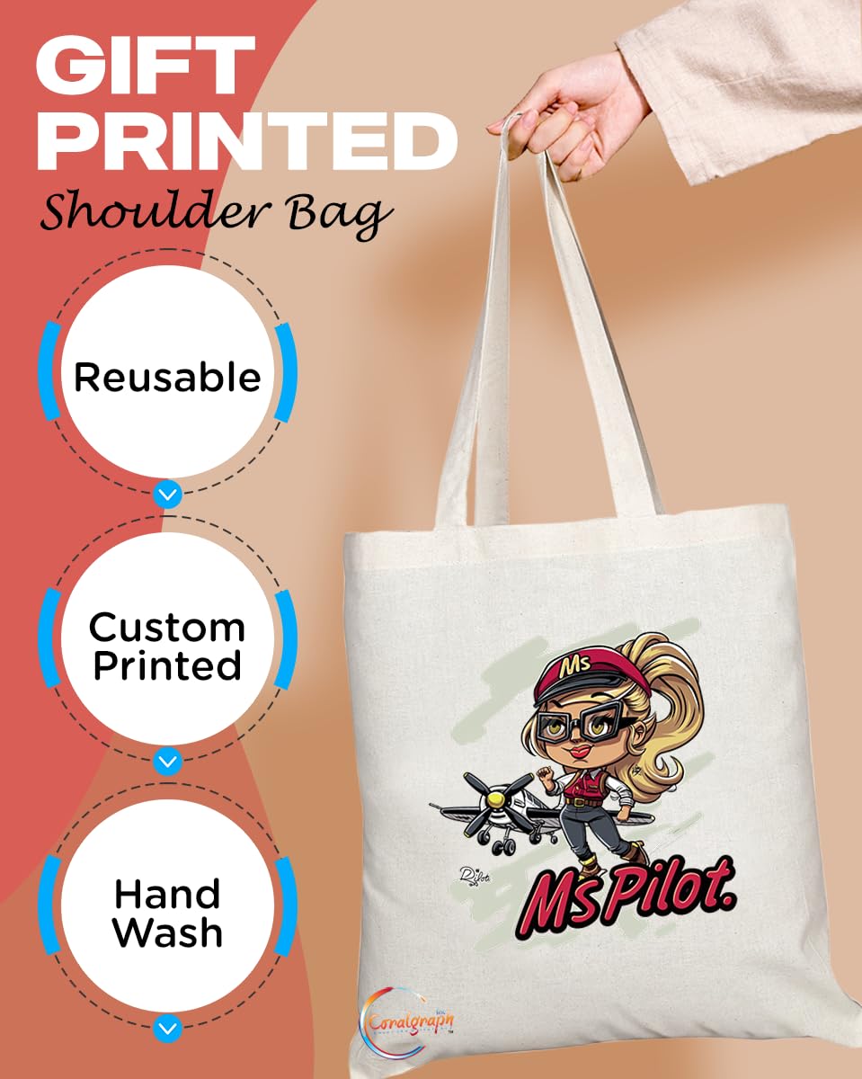 TB1985 Ms Pilot Tote Bag - Ideal for Female Pilots, Aviation Enthusiasts, and Flight Professionals - Tote Bag with Empowering Design
