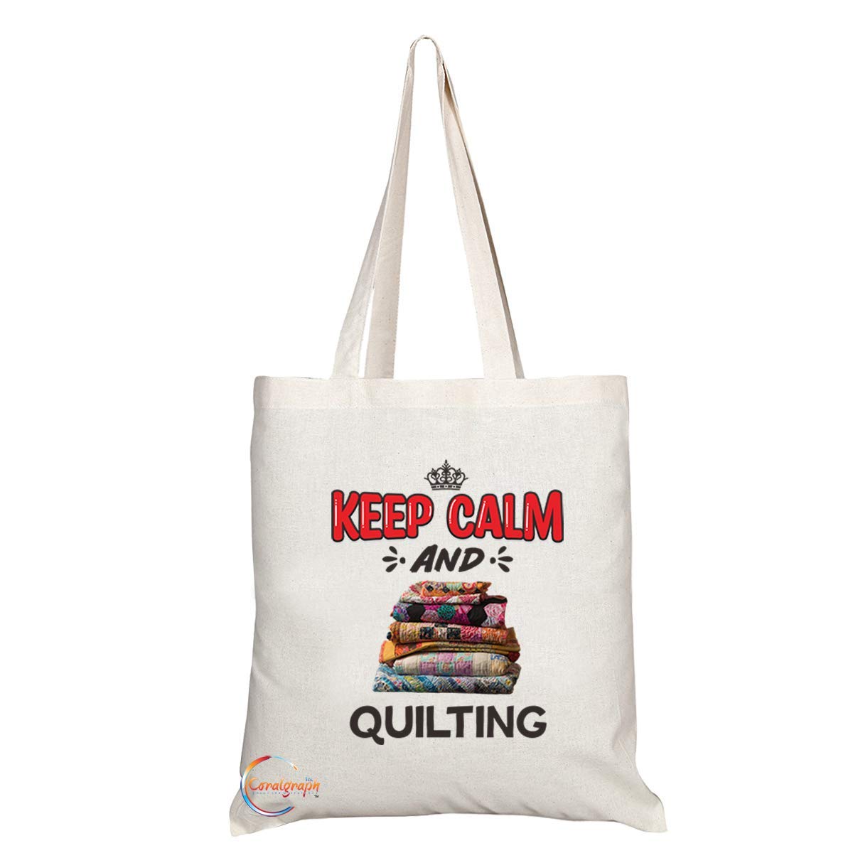 TB1090 Keep Calm and Quilting Novelty Present Gift Printed Eco-Friendly Stylish Long Handled Tote Shoulder Bag
