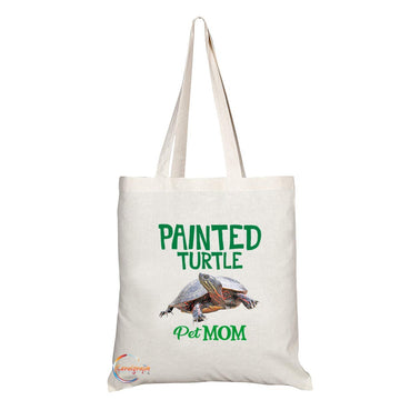 TB614 Pet MOM PAINTED TURTLE Novelty Present Gift Printed Eco-Friendly Stylish Long Handled Tote Shoulder Bag