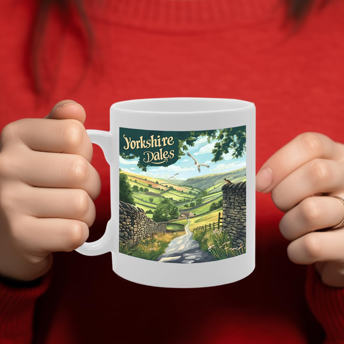 Printed Coffee Ceramic  Featuring Cities And Landmarks In United Kingdom (Yorkshire Dales) - Funny Printed Coffee Mug - Great Gift Idea