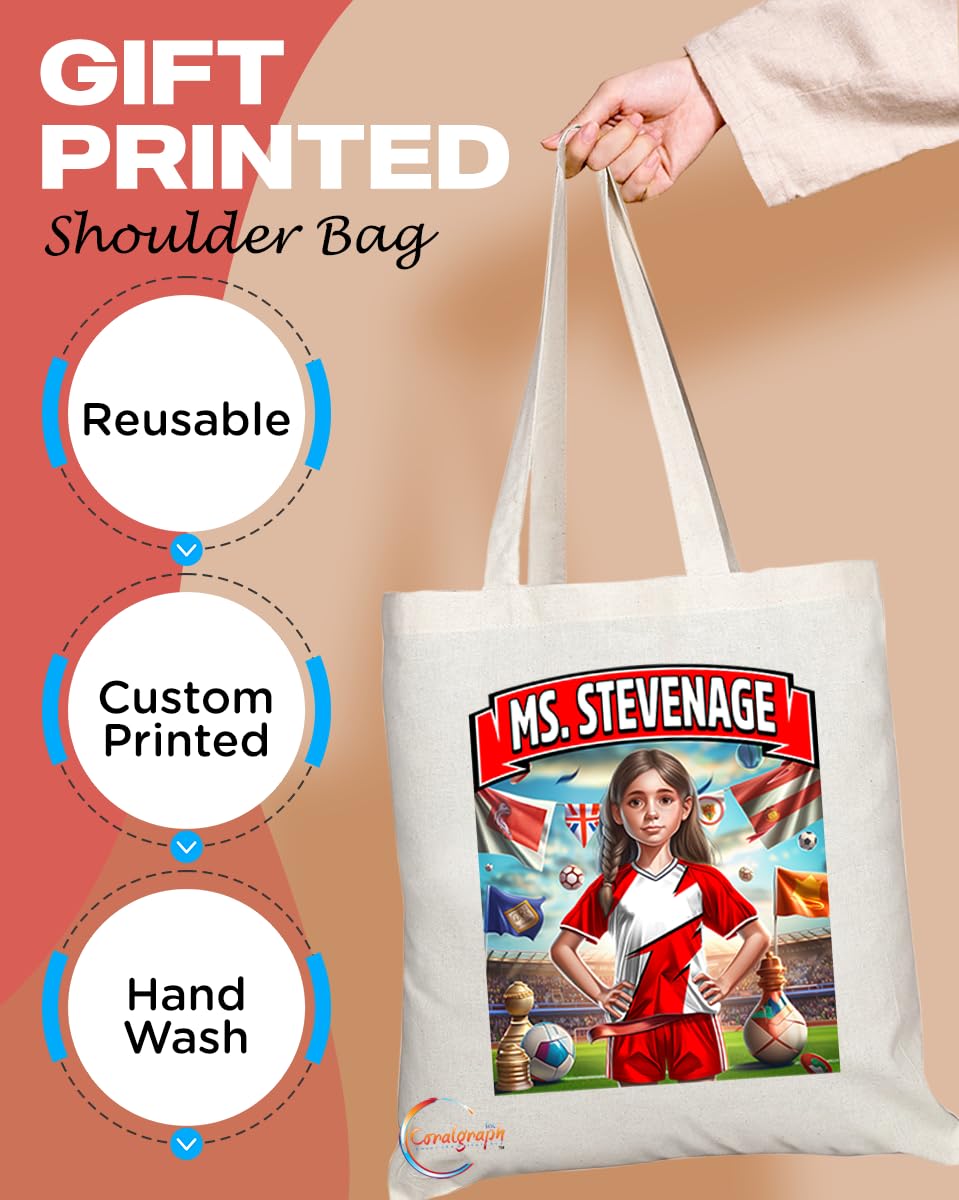 TB1652 Ms Stevenage Footie Fan Lady Girl Tote Bag - Eco-Friendly, Stylish, Long Handled, Perfect Novelty Gift by