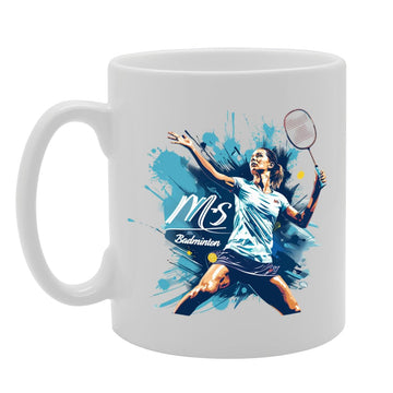 Ms Badminton  - Ideal For Badminton Players And Sports Enthusiasts, 11Oz Ceramic Coffee  For Shuttlecock Lovers And Court Fans Mg5957 - Funny Printed Coffee Mug - Great Gift Idea