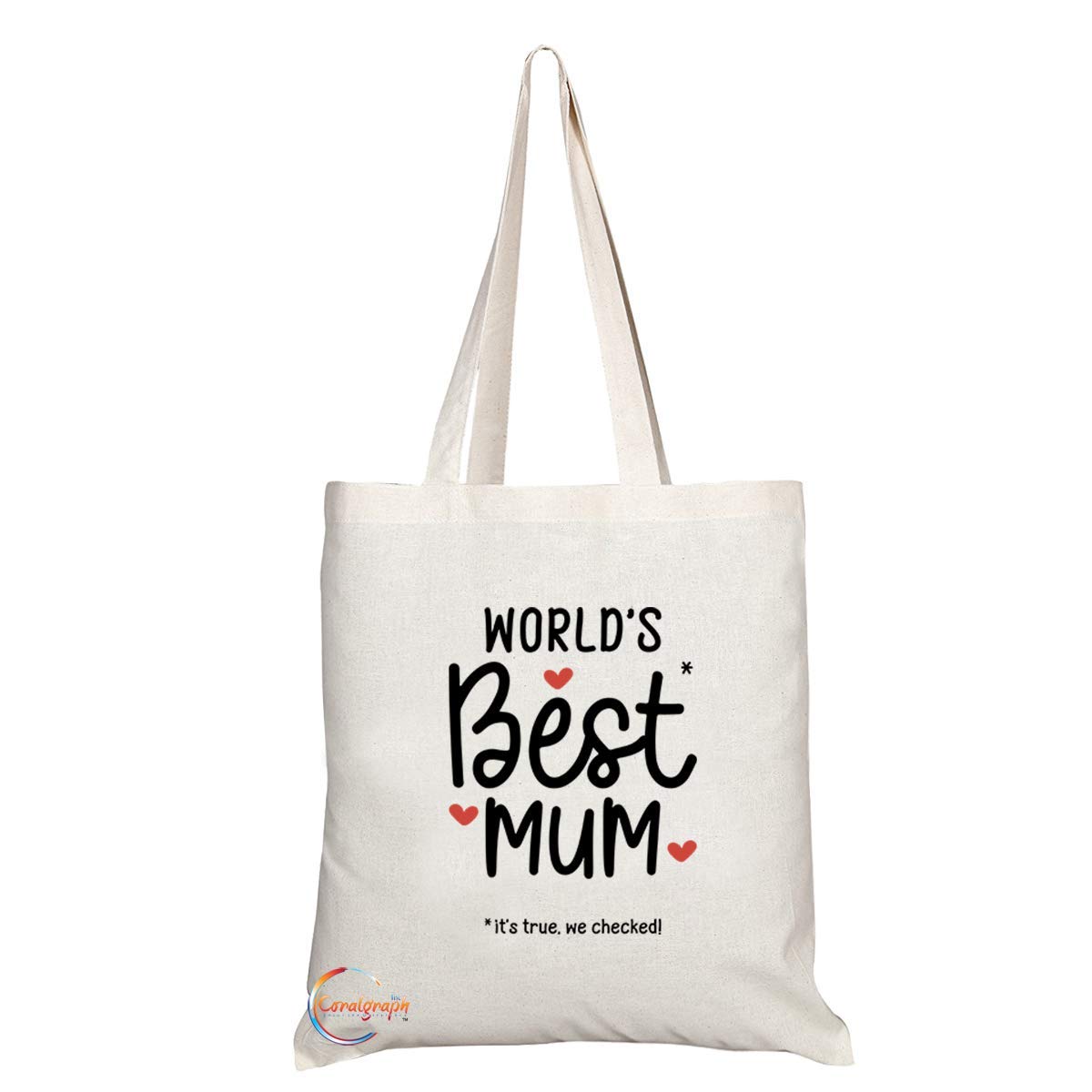 TB741 Worlds Best Mum Its True We Checked Mothers Day Novelty Present Gift Printed Eco-Friendly Stylish Long Handled Tote Shoulder Bag