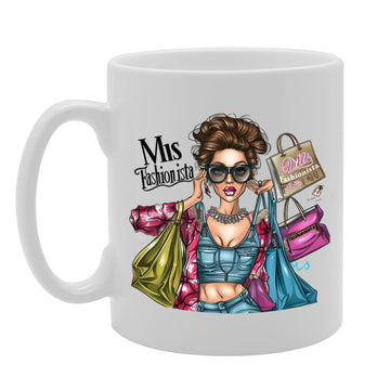 Ms Fashionista Ceramic  - Ideal For Fashion Enthusiasts, Style Icons, And Trendsetters - 11Oz Coffee  With Stylish Design Mg6279 - Funny Printed Coffee Mug - Great Gift Idea