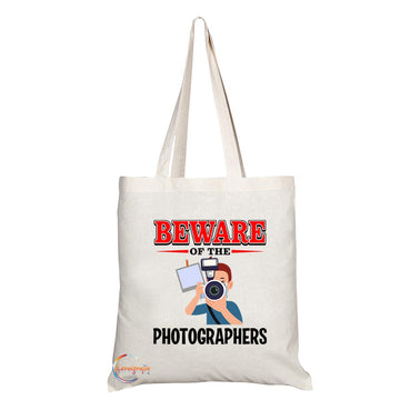 TB861 Beware of the Photographers Novelty Present Gift Printed Eco-Friendly Stylish Long Handled Tote Shoulder Bag