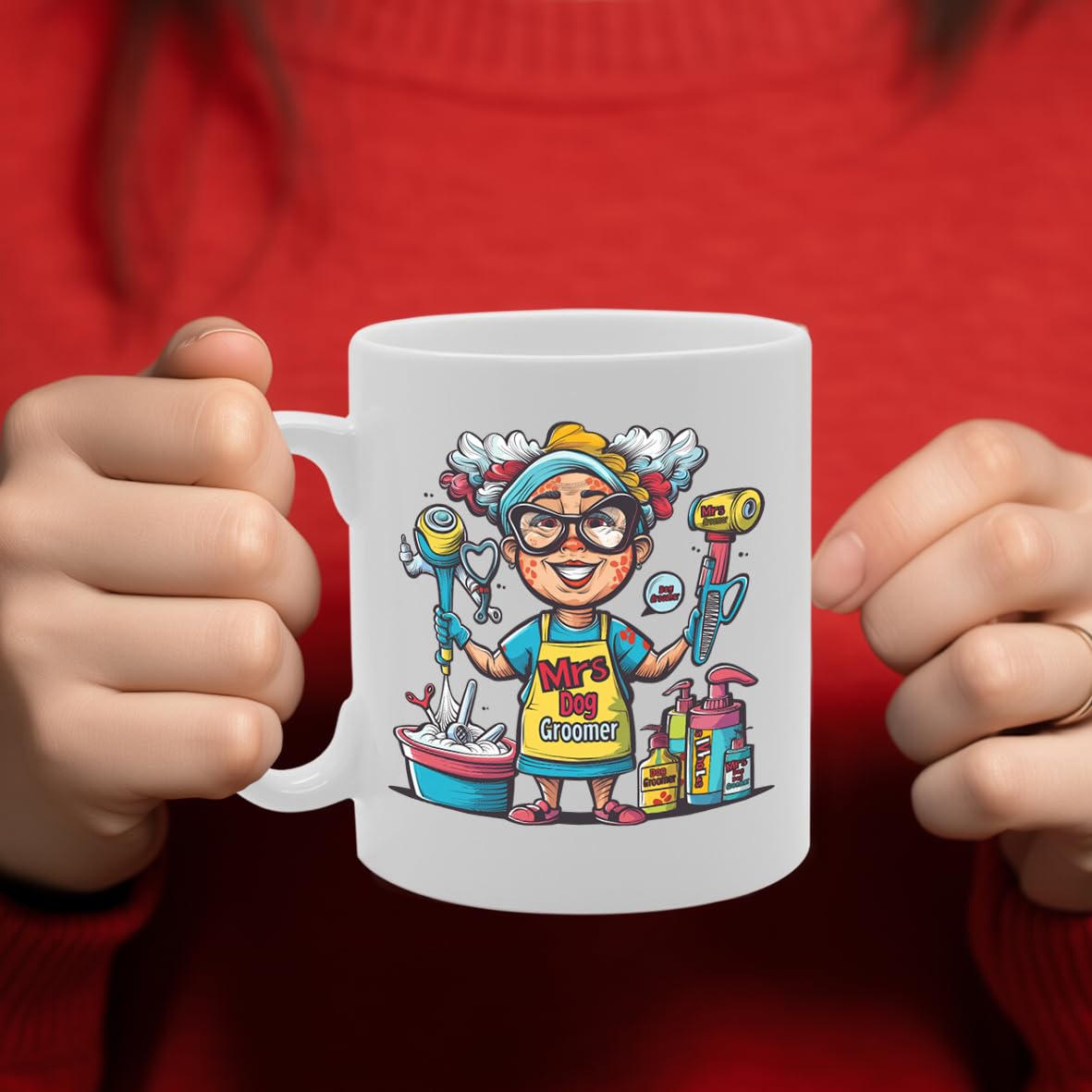 Mrs Dog Groomer  - For Female Dog Groomers, Pet Care Professionals, Animal Lovers, Durable Ceramic, Dishwasher Safe, Premium Print Mg6087 - Funny Printed Coffee Mug - Great Gift Idea