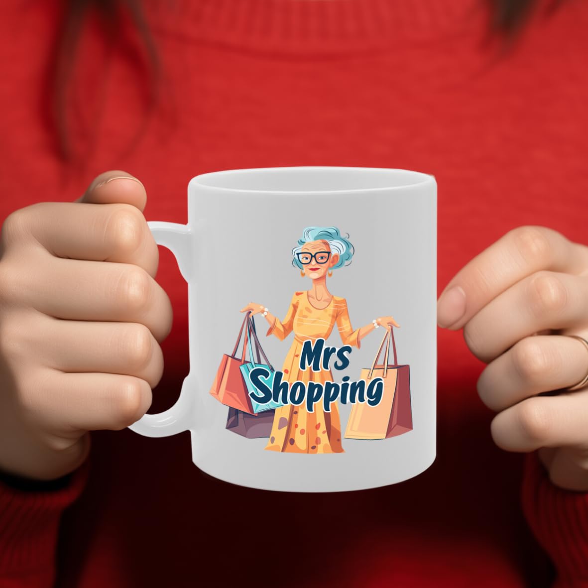 Mrs Shopping  - Ideal For Shopaholics And Retail Enthusiasts, 11Oz Ceramic Coffee  For Fashion Lovers And Bargain Hunters Mg5983 - Funny Printed Coffee Mug - Great Gift Idea