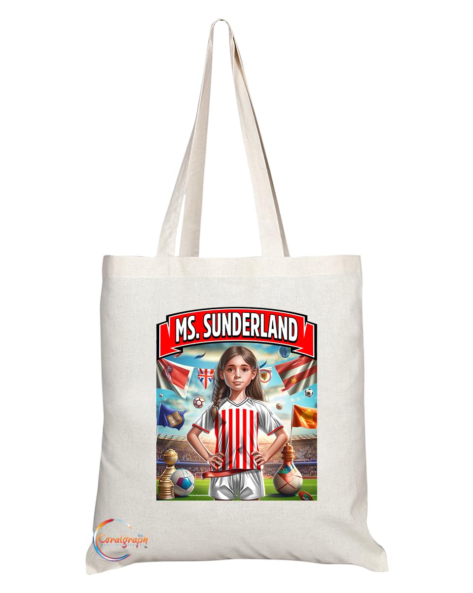 TB1632 Ms Sunderland Footie Fan Lady Girl Tote Bag - Eco-Friendly, Stylish, Long Handled, Perfect Novelty Gift by