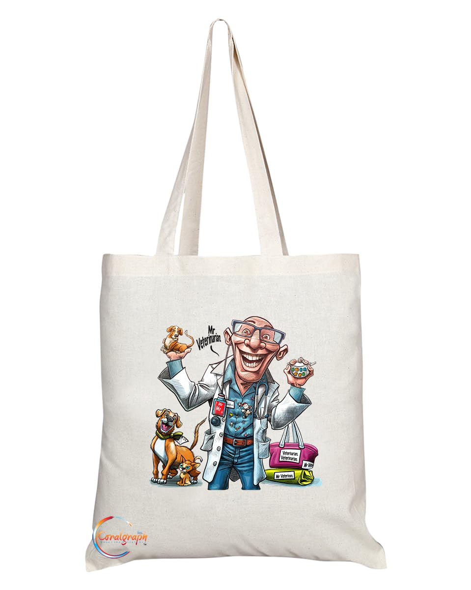 TB1855 Mr Veterinarian Tote Bag - Gift for Veterinarians, Animal Lovers, Pet Care Professionals - Durable, Stylish, Eco-Friendly, Reusable, Spacious, and Lightweight