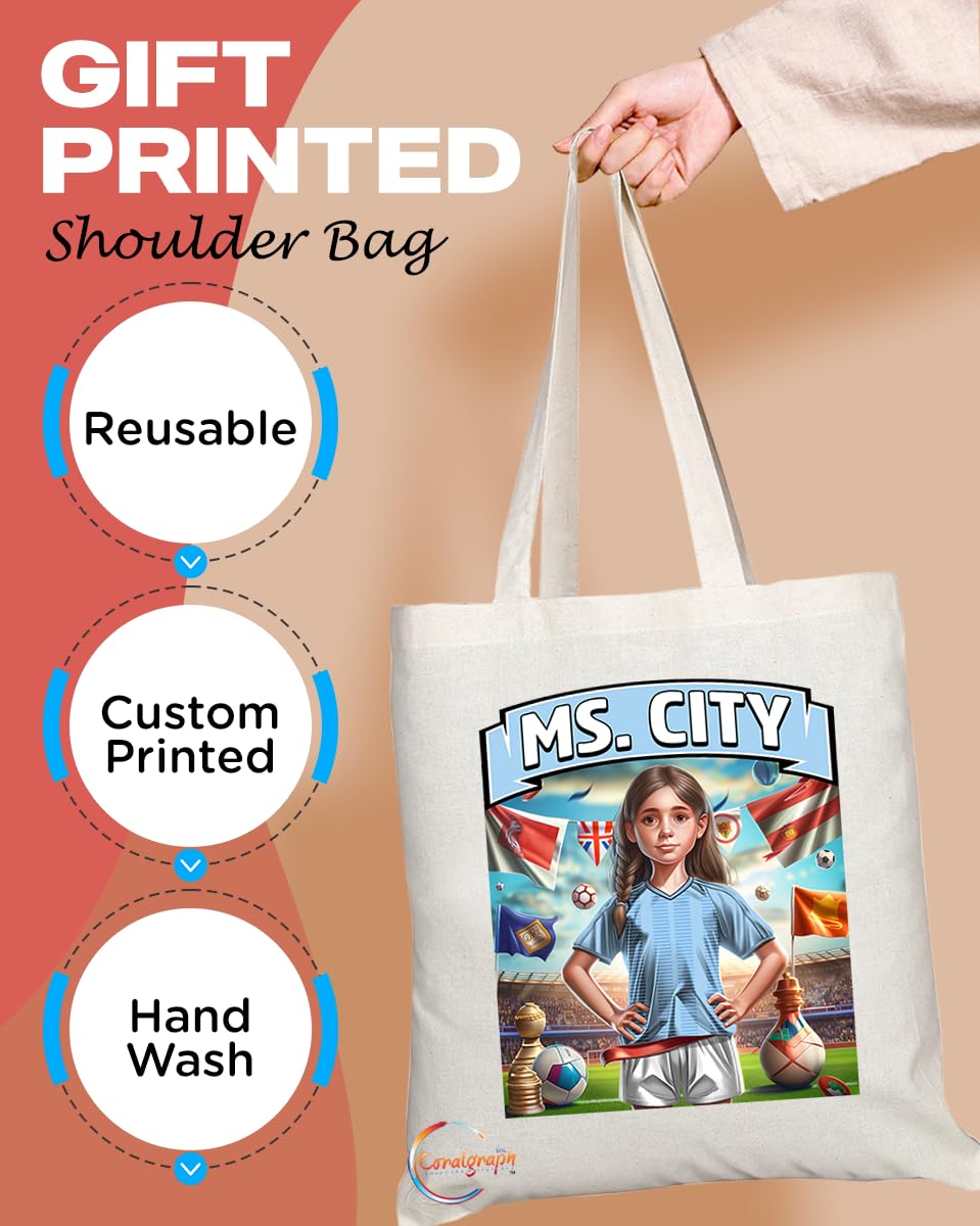 TB1603 Ms City Footie Fan Lady Girl Tote Bag - Eco-Friendly, Stylish, Long Handled, Perfect Novelty Gift by