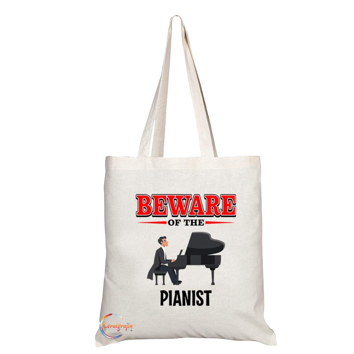 TB885 Beware of the Pianist Novelty Present Gift Printed Eco-Friendly Stylish Long Handled Tote Shoulder Bag