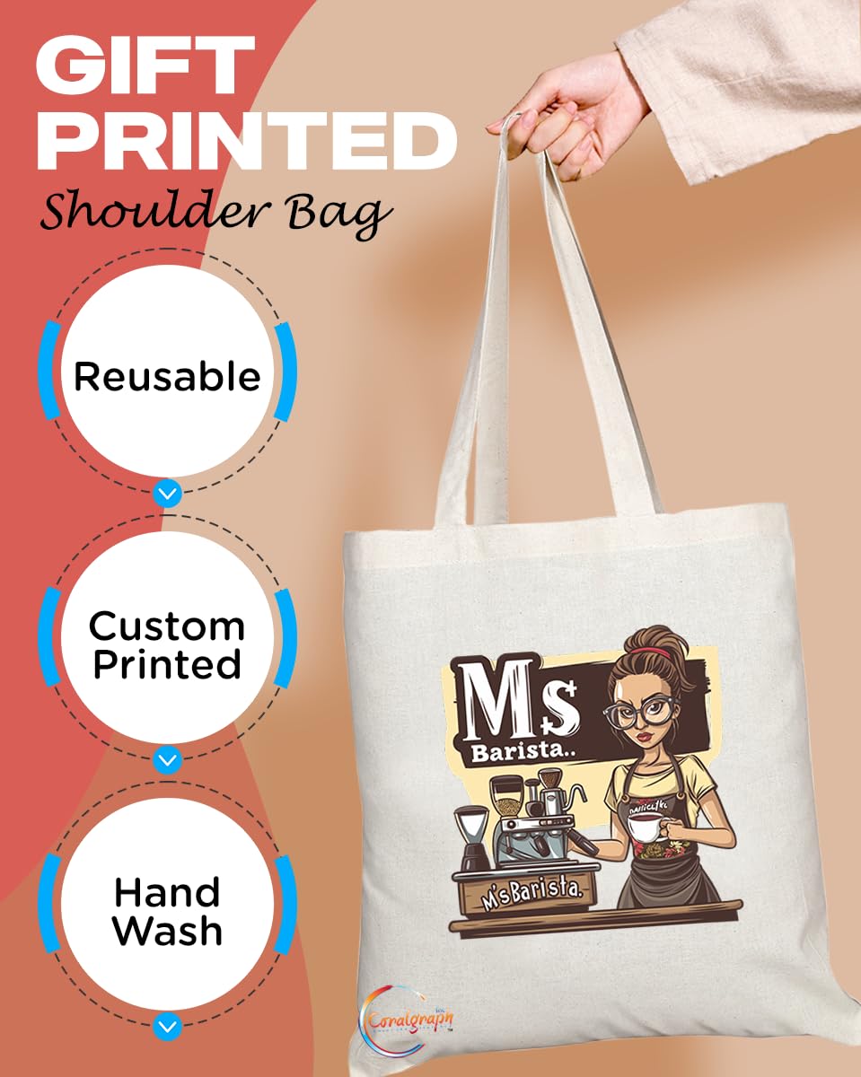 TB1993 Ms Barista Tote Bag - Ideal for Baristas, Coffee Enthusiasts, and Cafe Workers - Tote Bag with Fun Design