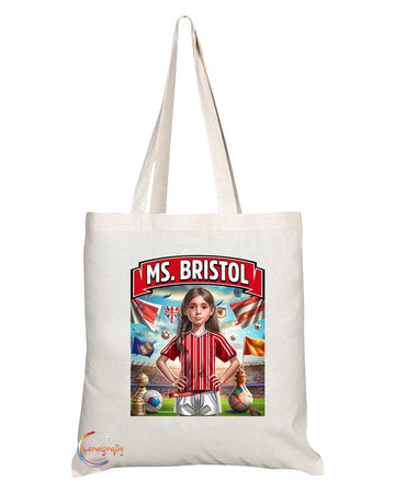 TB1634 Ms Bristol Footie Fan Lady Girl Tote Bag - Eco-Friendly, Stylish, Long Handled, Perfect Novelty Gift by
