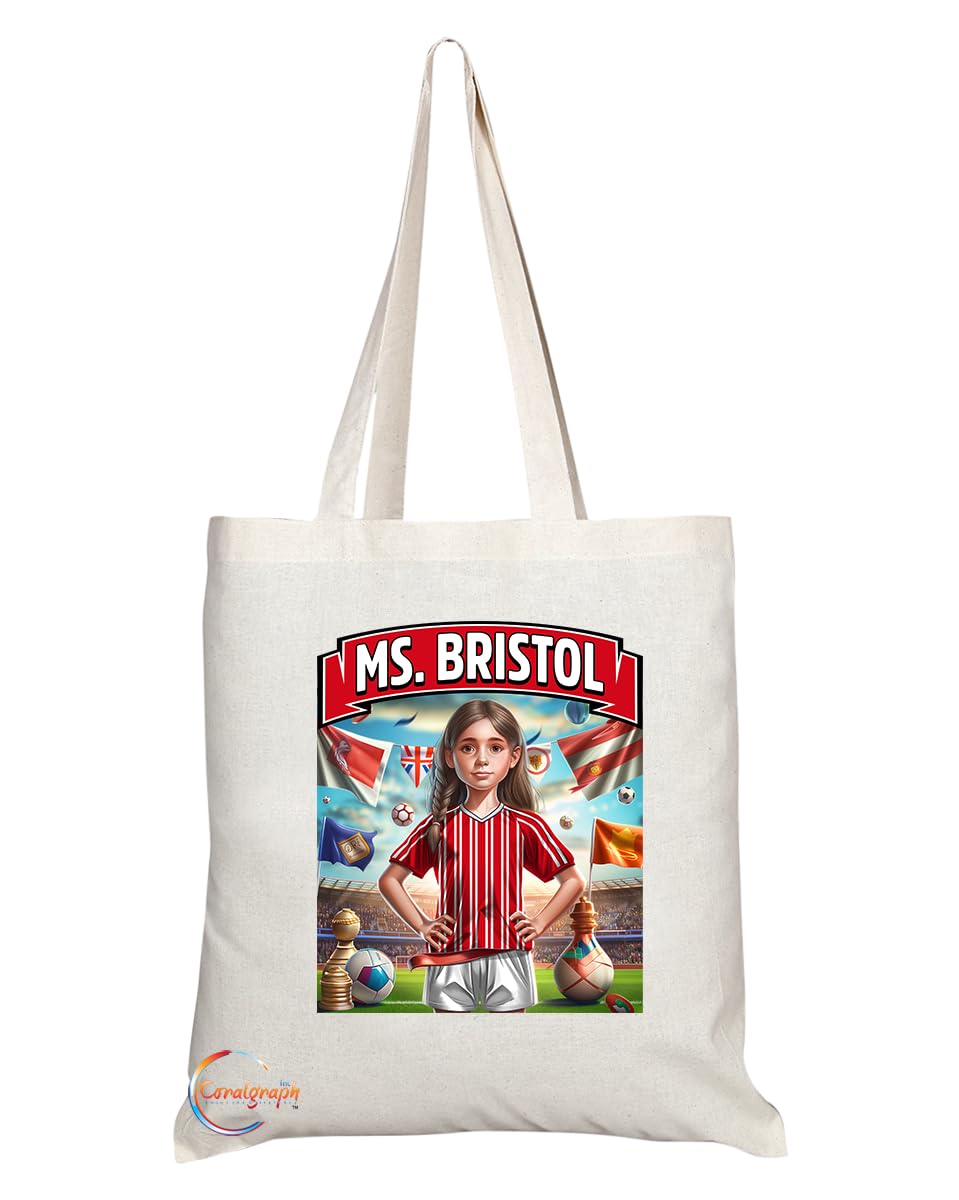 TB1634 Ms Bristol Footie Fan Lady Girl Tote Bag - Eco-Friendly, Stylish, Long Handled, Perfect Novelty Gift by