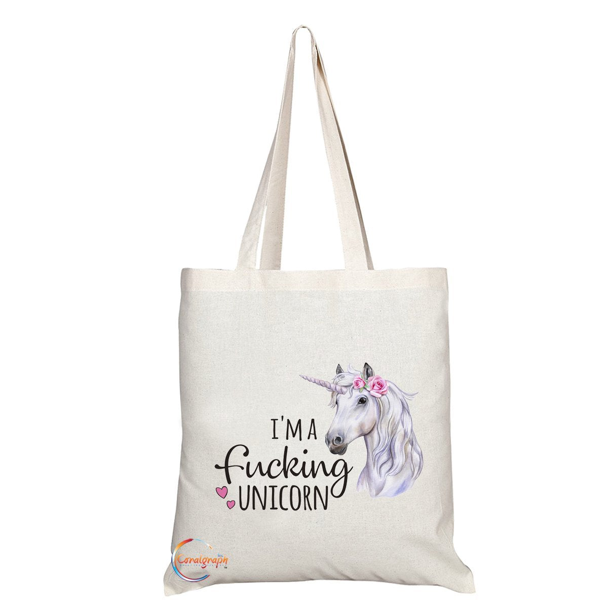 TB319 I'm A F**king Unicorn Novelty Present Gift Printed Eco-Friendly Stylish Long Handled Tote Shoulder Bag
