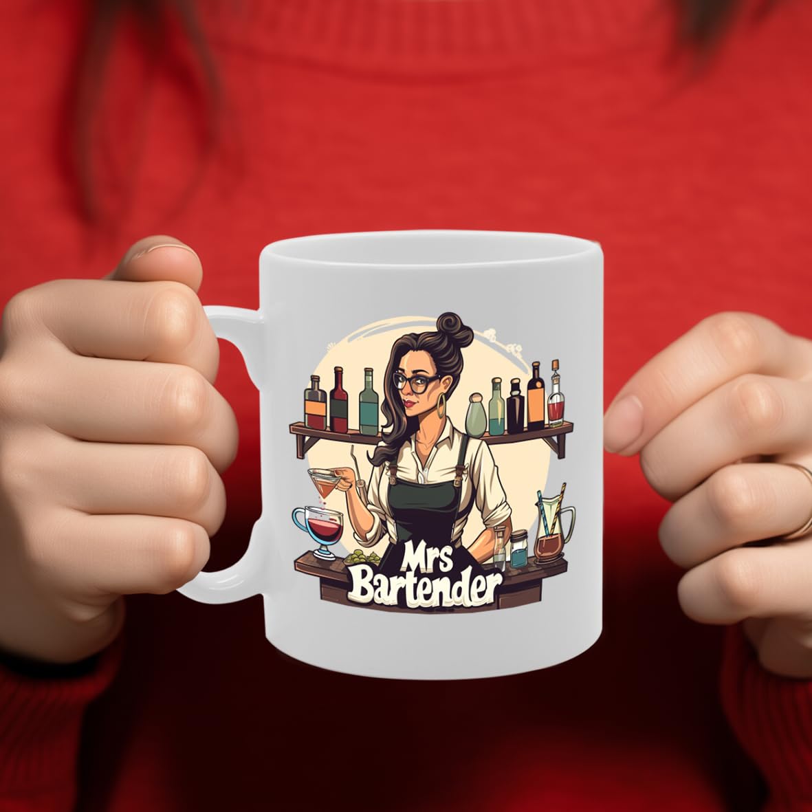 Mrs Bartender  - Ideal For Bartenders And Cocktail Enthusiasts, 11Oz Ceramic Coffee  For Mixologists And Bar Professionals Mg5968 - Funny Printed Coffee Mug - Great Gift Idea
