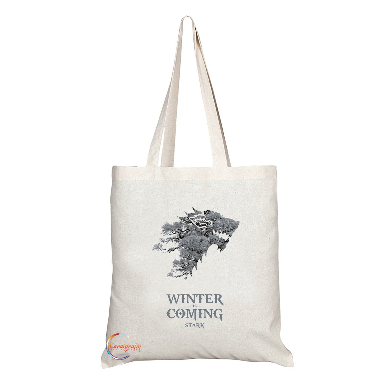TB054 WINTER IS COMING Novelty Present Gift Printed Eco-Friendly Stylish Long Handled Tote Shoulder Bag