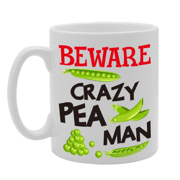 Beware Crazy Pea Man   Printed Tea Coffee Cermic  Mg4235 - Funny Printed Coffee Mug - Great Gift Idea