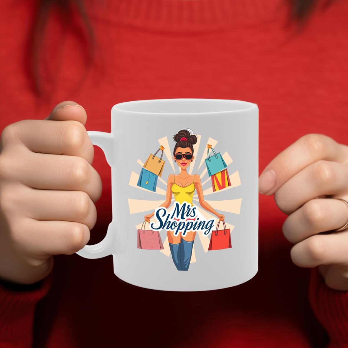 Ms Shopping  - Ideal For Shopaholics And Retail Enthusiasts, 11Oz Ceramic Coffee  For Fashion Lovers And Bargain Hunters Mg5984 - Funny Printed Coffee Mug - Great Gift Idea