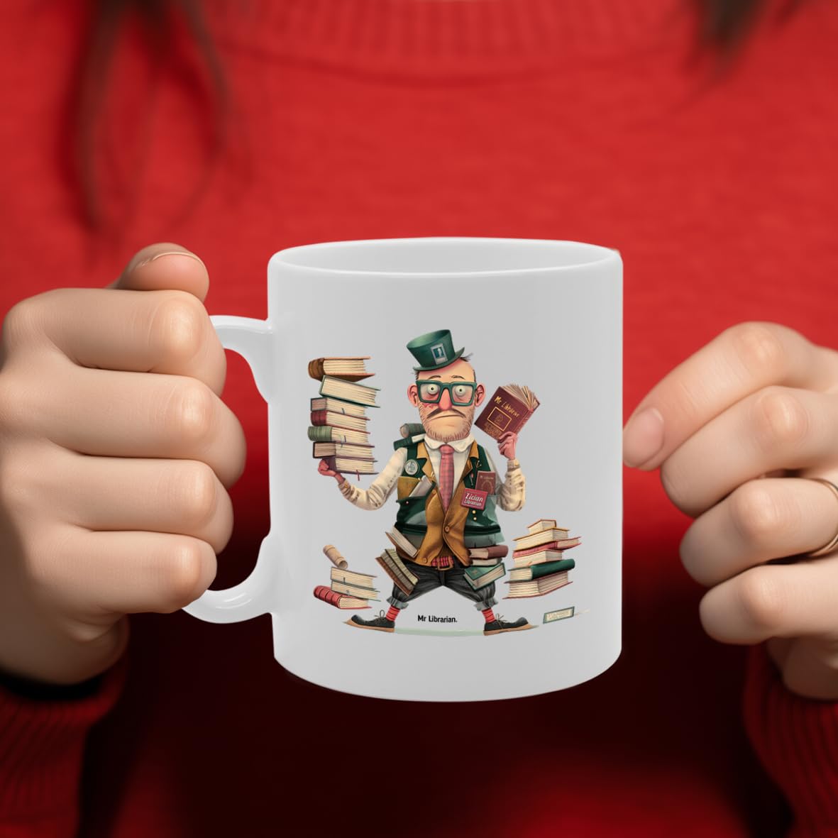 Mr Librarian  - For Male Librarians, Book Lovers, Bibliophiles, Durable Ceramic, Dishwasher Safe Mg6046 - Funny Printed Coffee Mug - Great Gift Idea