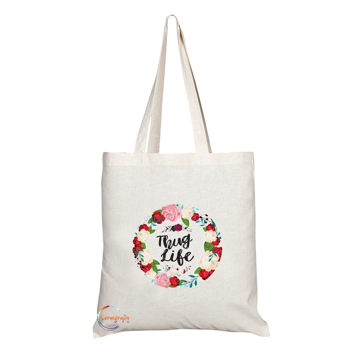 TB059 Thug Life Novelty Present Gift Printed Eco-Friendly Stylish Long Handled Tote Shoulder Bag