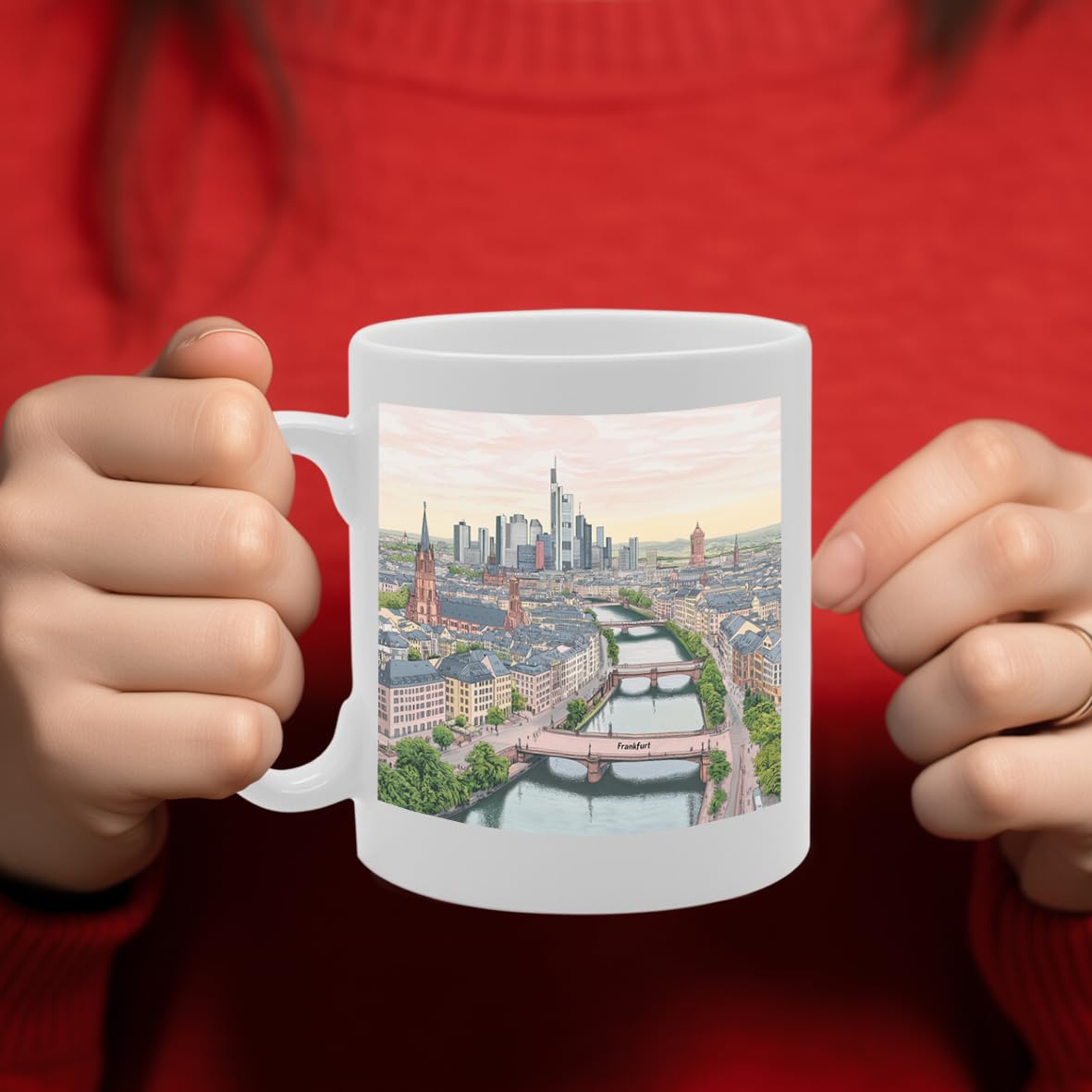 11Oz Dishwasher-Safe Ceramic  Featuring Popular Cities & Capitals From Europe And Around The World (Frankfurt) - Funny Printed Coffee Mug - Great Gift Idea