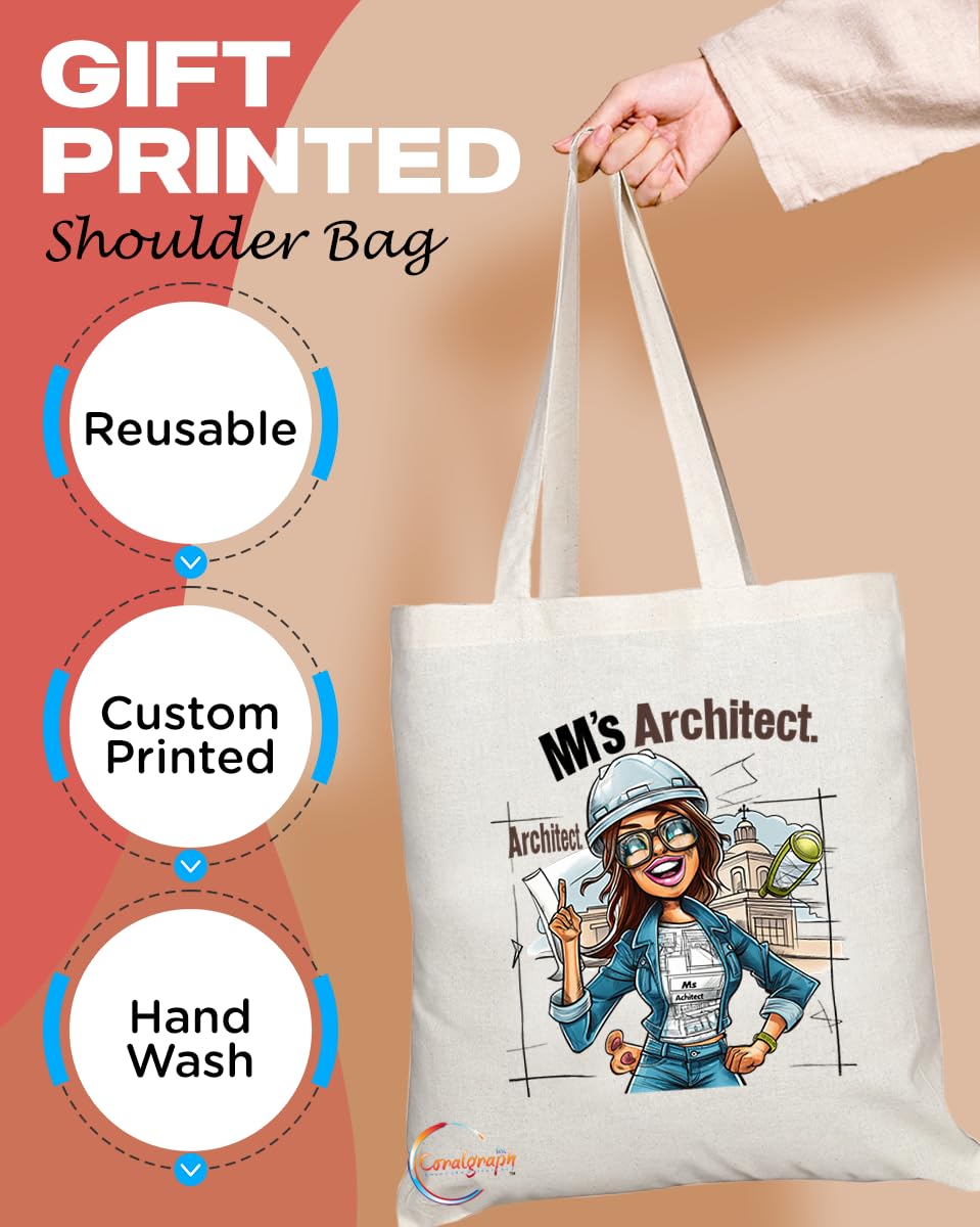 TB1846 Ms Architect Tote Bag - Gift for Female Architects, Design Enthusiasts, Urban Planners - Durable, Stylish, Eco-Friendly, Reusable, Spacious, and Lightweight