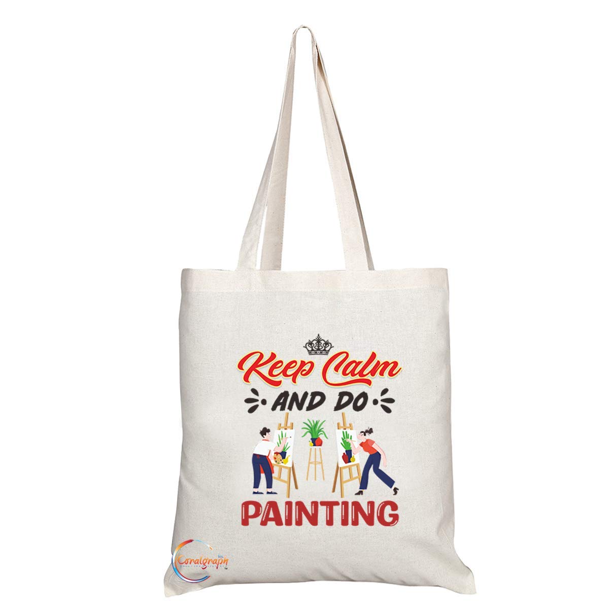 TB1068 Keep Calm and Do Painting Novelty Present Gift Printed Eco-Friendly Stylish Long Handled Tote Shoulder Bag