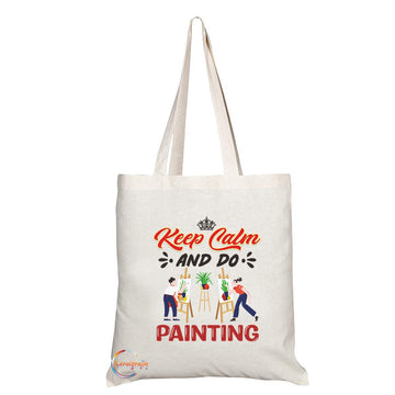 TB1068 Keep Calm and Do Painting Novelty Present Gift Printed Eco-Friendly Stylish Long Handled Tote Shoulder Bag