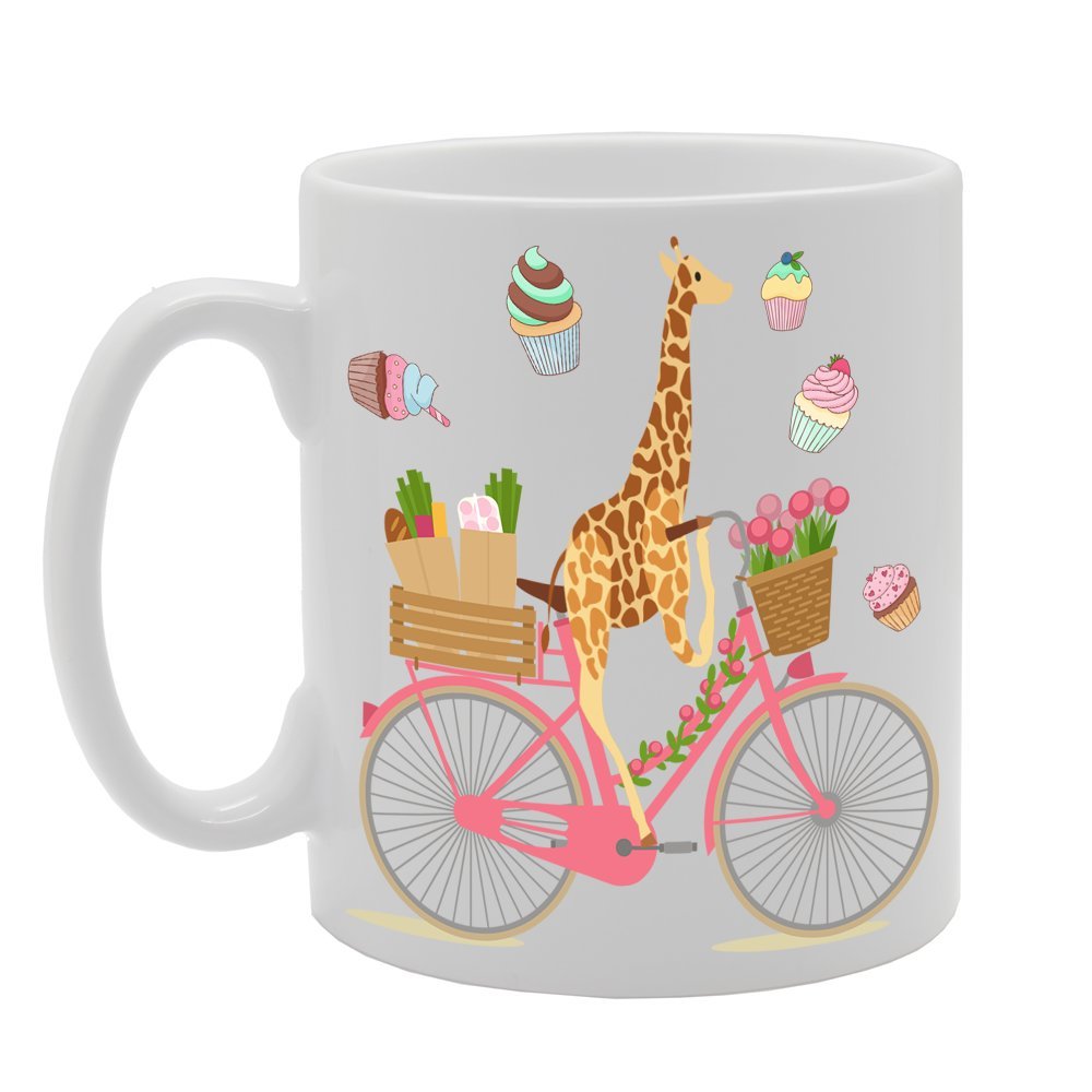 Giraffe On A Bike Funny    Printed Tea Coffee Ceramic  Mg422 - Funny Printed Coffee Mug - Great Gift Idea