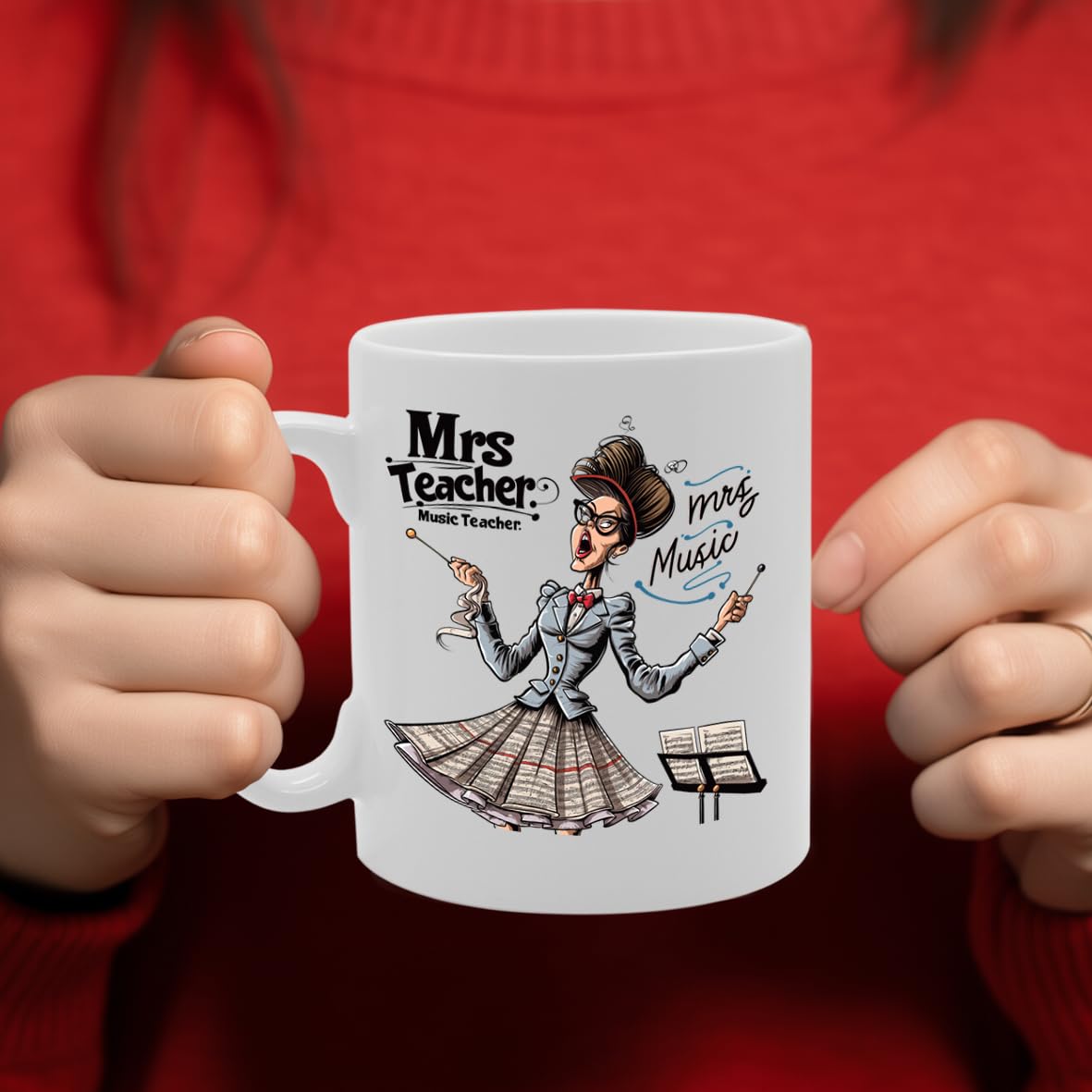 Mrs Music Teacher  - For Female Music Teachers, Educators, Band Directors, Durable Ceramic, Dishwasher Safe, Premium Print Mg6073 - Funny Printed Coffee Mug - Great Gift Idea
