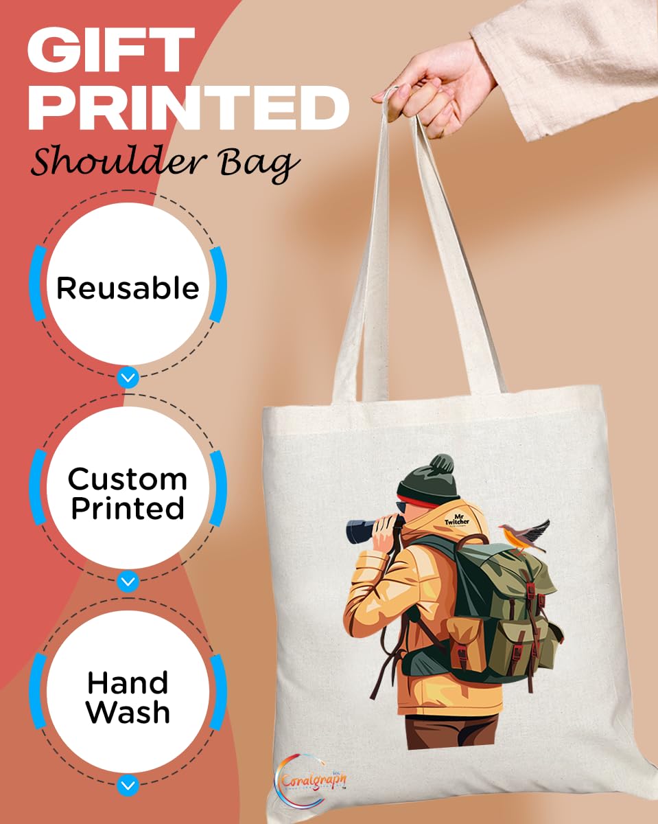 TB1737 Mr Twitcher Tote Bag - Great for Birdwatchers, Nature Lovers, Ornithologists - Sustainable, Stylish, Long Handled, Durable and Reusable