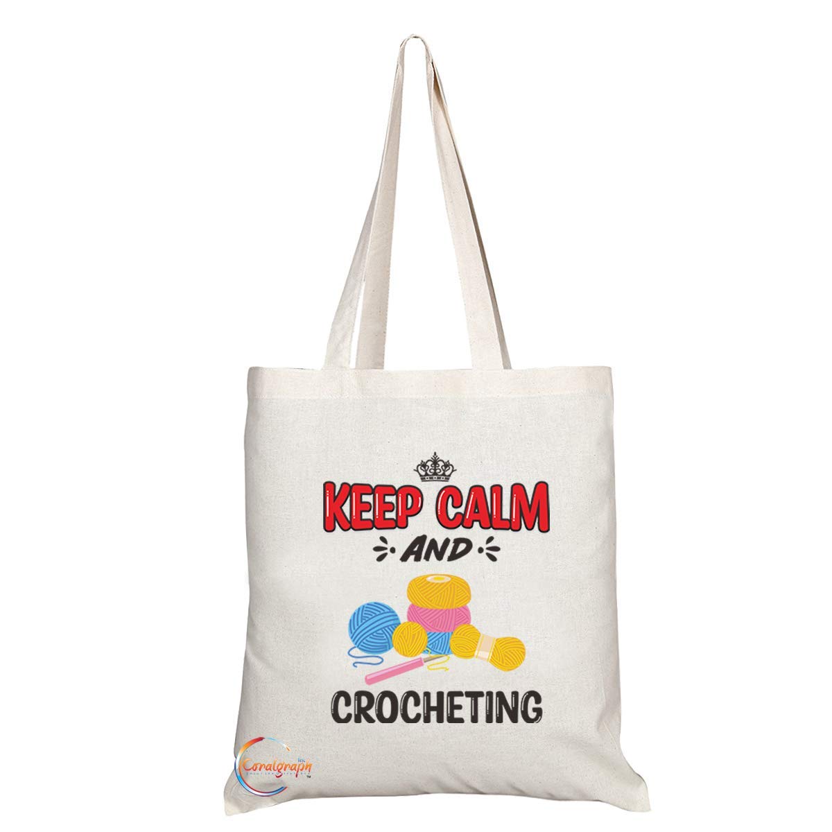 TB1089 Keep Calm and Crocheting Novelty Present Gift Printed Eco-Friendly Stylish Long Handled Tote Shoulder Bag