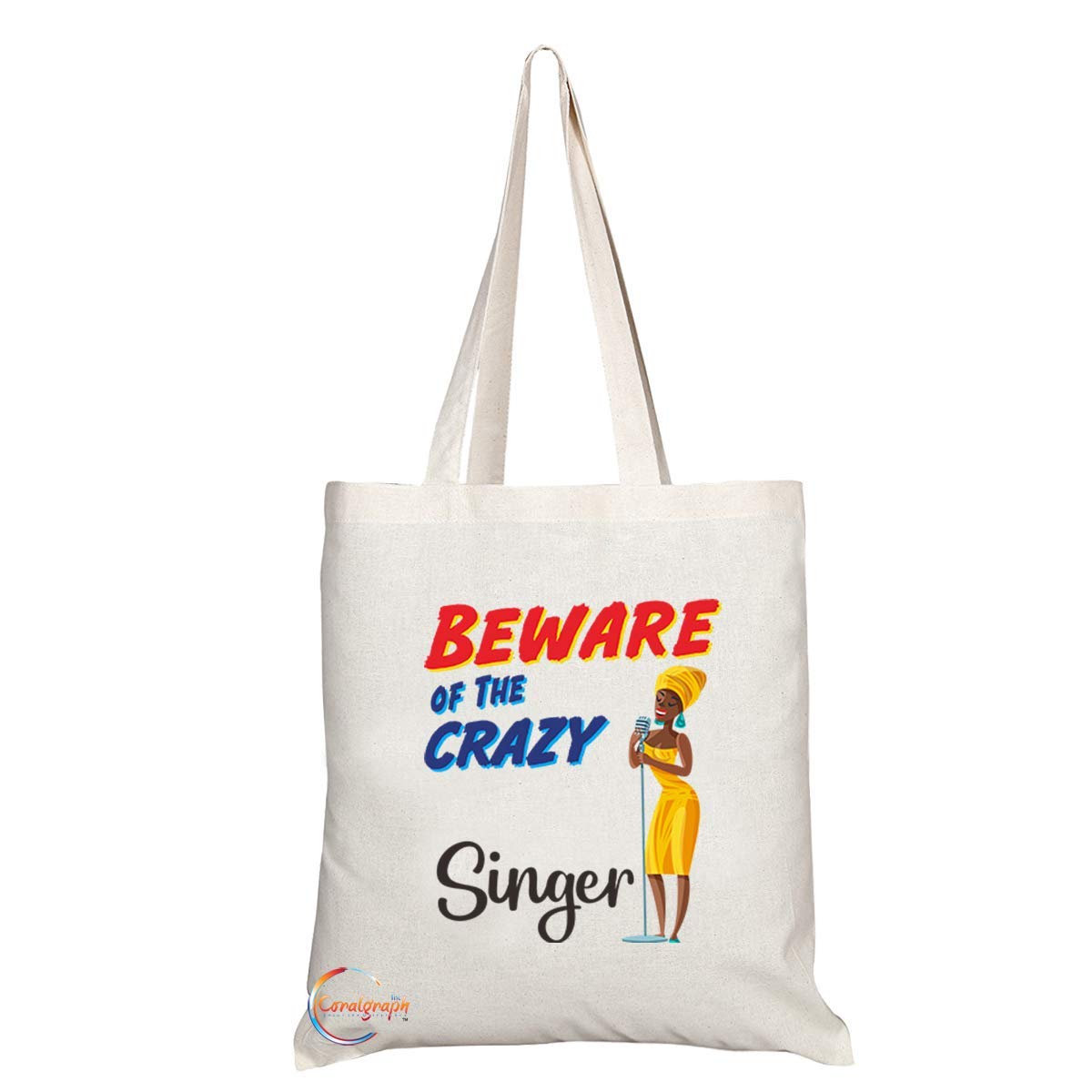 TB1012 Beware of the Crazy Singer Novelty Present Gift Printed Eco-Friendly Stylish Long Handled Tote Shoulder Bag
