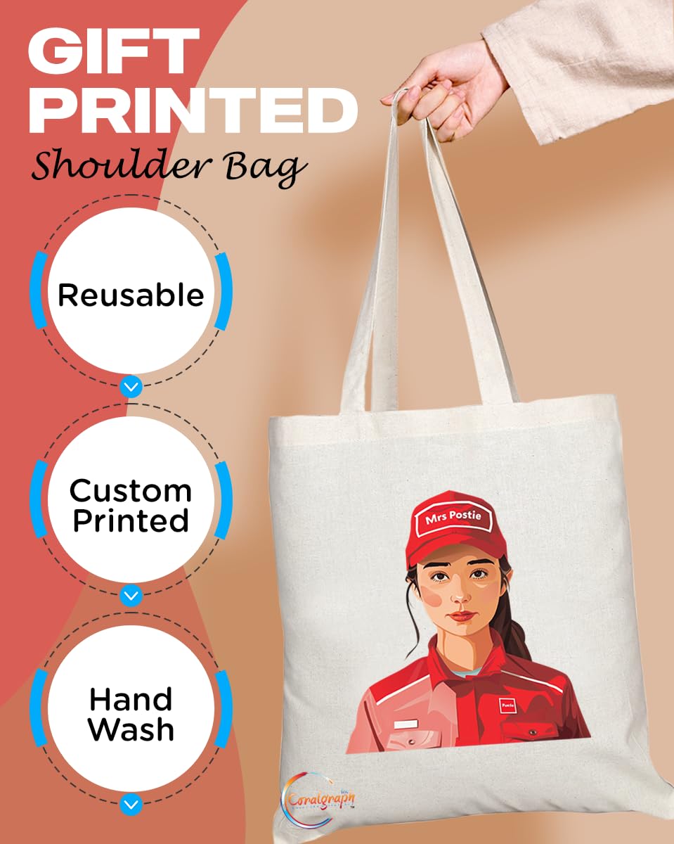 TB1751 Mrs Postie Tote Bag - Gift for Female Postmen, Mail Carriers, Postal Workers - Sustainable, Stylish, Long Handled, Durable and Reusable
